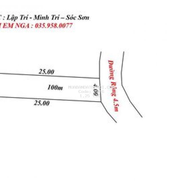 Bán 100m full thổ cư ở lập trí.minh trí.sóc sơn