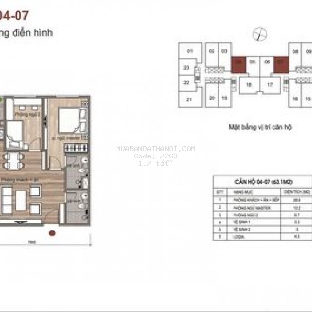 Bán căn hộ eurowindow riverpark 63m² 2pn 1.7 tỷ