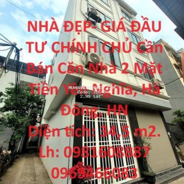 Chính chủ cần bán căn nhà 2 mặt tiền yên nghĩa, hà đông, hn